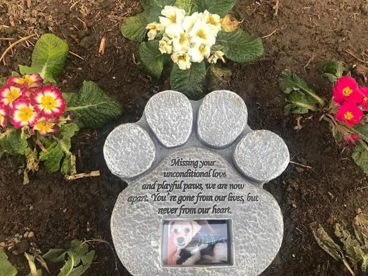 Personalized Dog or Cat Memorial Headstone Resin Paw Print Pet Memorial Stone