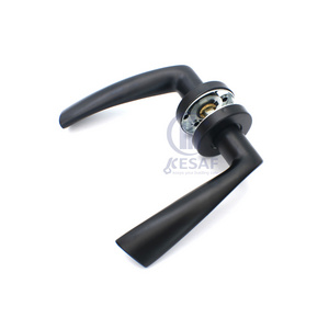 KESAF Wholesale Door Hardware Wave Type Stainless Steel Knob Curved Interior Matt Black Lever Door Handle Set