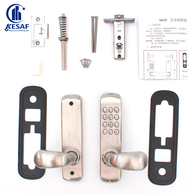 Manufacturer Supply Security Accessory Stainless Steel Sliding Door Black Mortise Keyless Entry Door Lock for Barn Door Usage