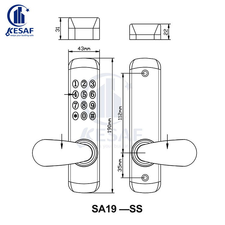 Manufacturer Supply Security Accessory Stainless Steel Sliding Door Black Mortise Keyless Entry Door Lock for Barn Door Usage