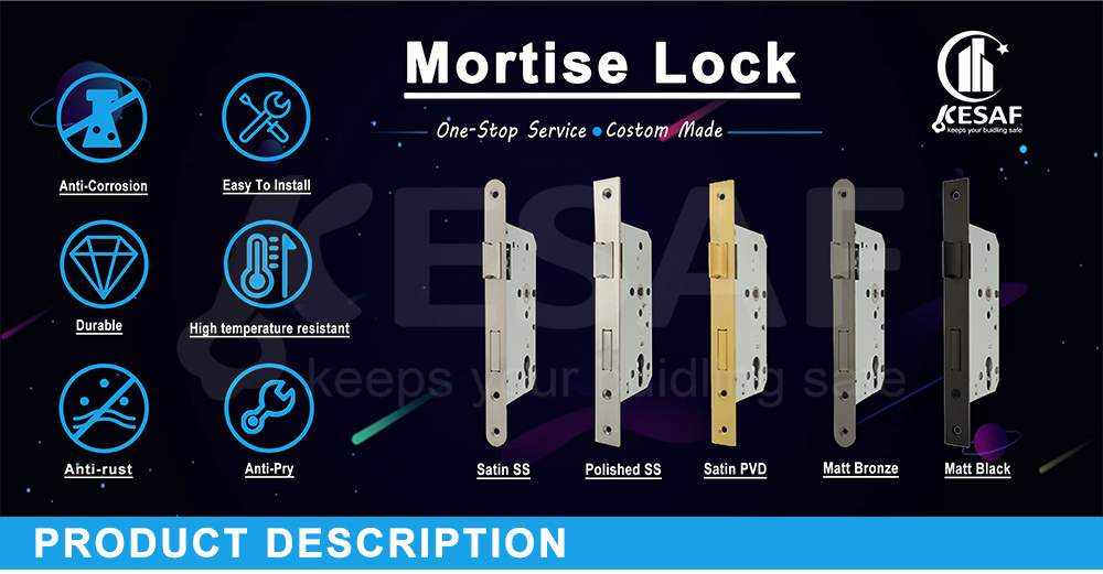 High Security Sus304 Door Lock Body Mortise 85 Series Stainless Steel 8550 Euro Mortise Door Lock