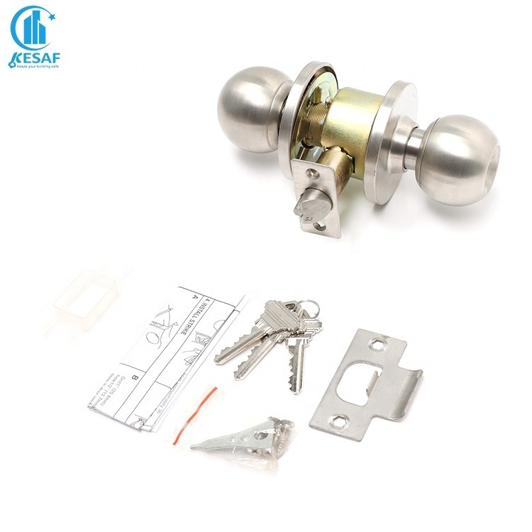 High Quality Stainless Steel Security Entrance Ball Door Handle Lock Hotel Cylindrical Latch For Door Lock