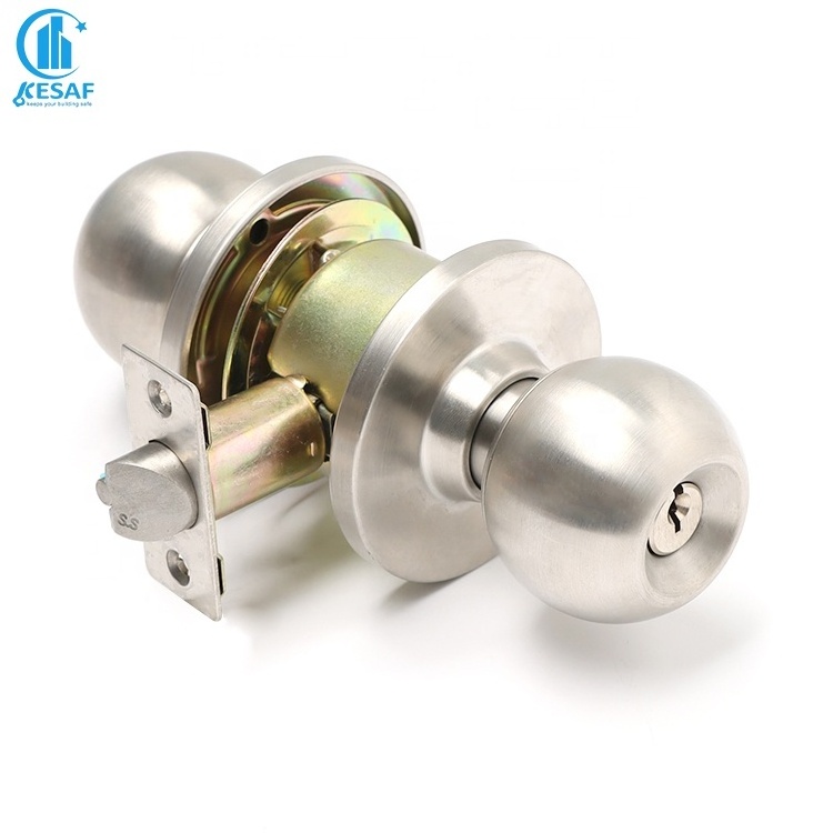 High Quality Stainless Steel Security Entrance Ball Door Handle Lock Hotel Cylindrical Latch For Door Lock