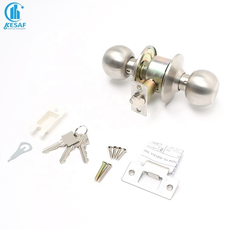 Factory Price Wholesale European Privacy Bedroom Washroom 304Ss 587 Cylindrical Handle Knobs Interior Door Knob With Lock