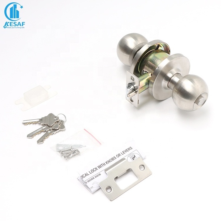 Fire Rated Deadbolt Latch Cylinder Sash Mortice Interior Door Round Turn Knob One Side Stainless Steel Cylindrical Knob Locks