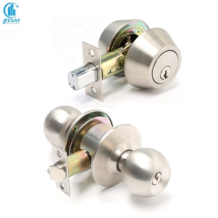 Manufacture Direct Entry Entrance Keyed Door Knob Lock Set Zinc Alloy Cover Door Knobs Brass Double Cylinder Deadbolt Door Lock