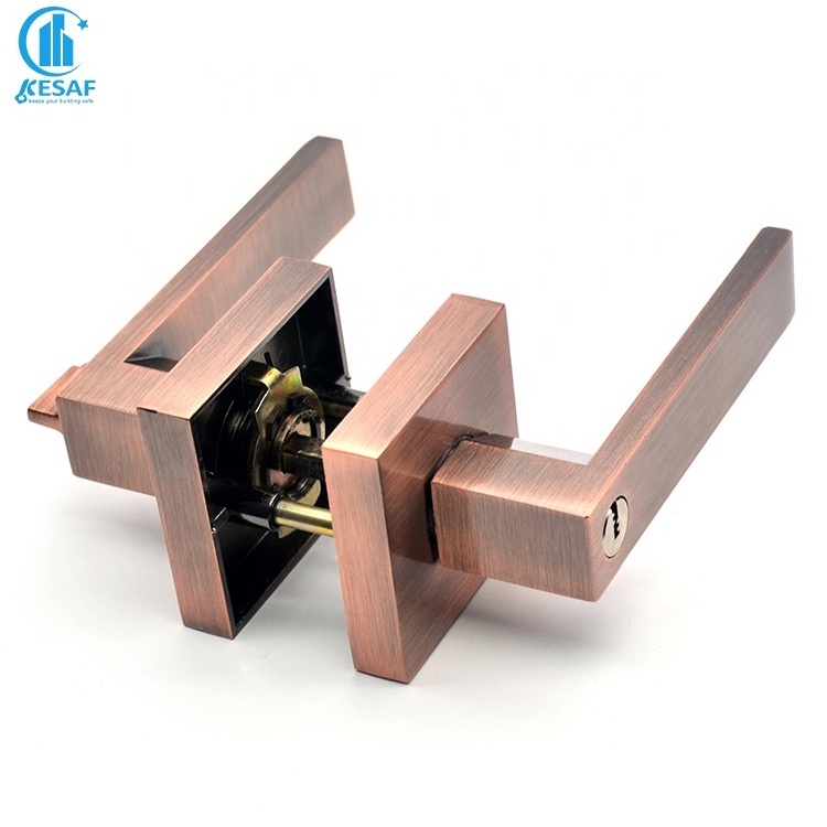 Manufacture Direct Security Privacy Heavy Duty Mortised Square Shaped Keys Interior Bathroom Bedroom Door Handle Lock