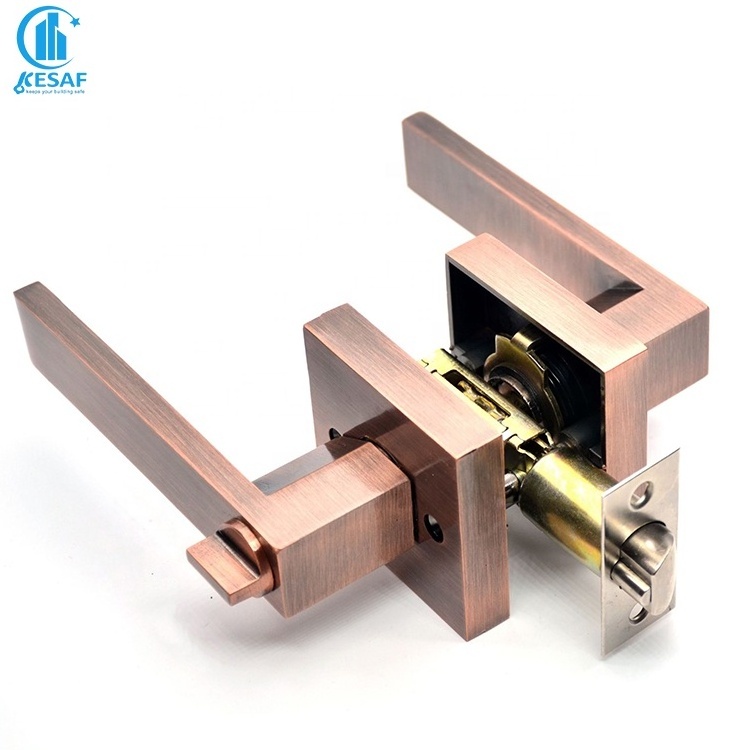 Manufacture Direct Security Privacy Heavy Duty Mortised Square Shaped Keys Interior Bathroom Bedroom Door Handle Lock