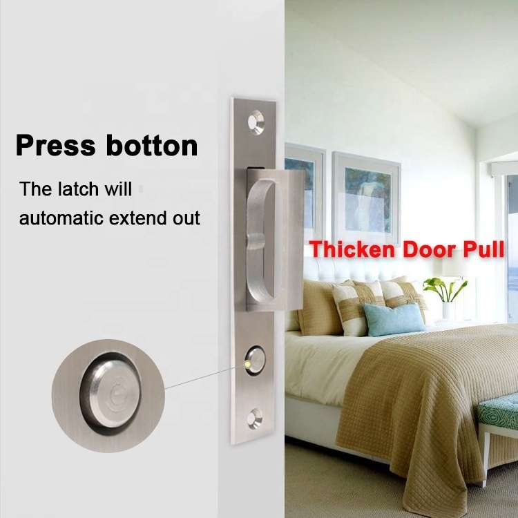 Sliding door latch concealed Stainless steel 304 Barn door pocket door pull handle