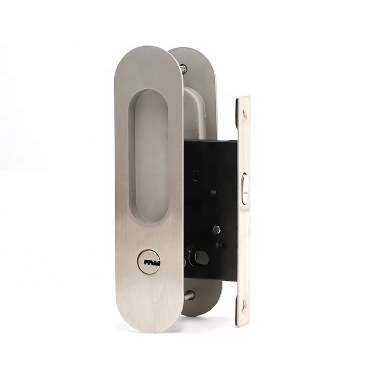 Oval Mortice Passage Pocket Door Handle Lock Sliding Doors Hidden Pull Handle