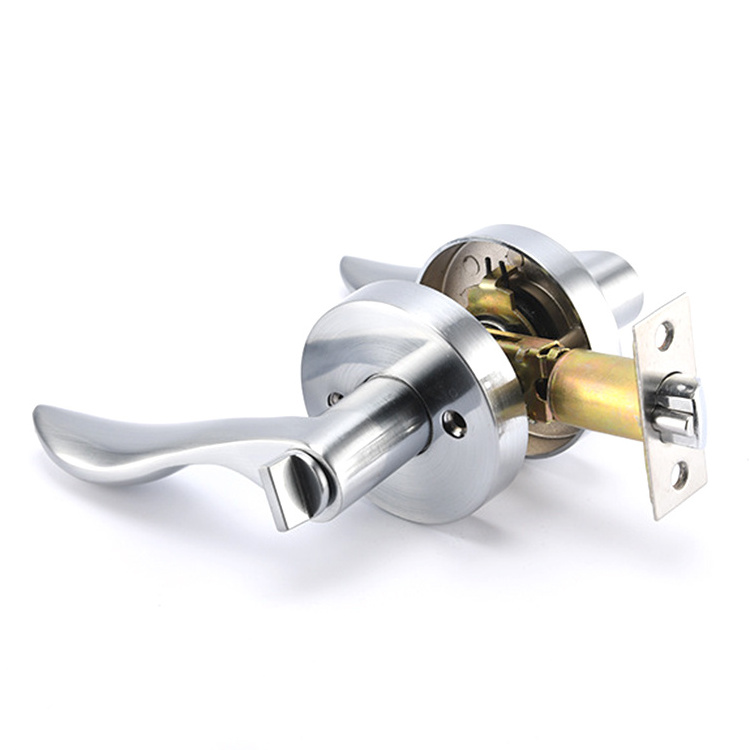 Satin Nickel Square Door Levers Key Entry Heavy Duty Lever Lock For Bedroom And Bathroom Zinc Alloy Made Leverset