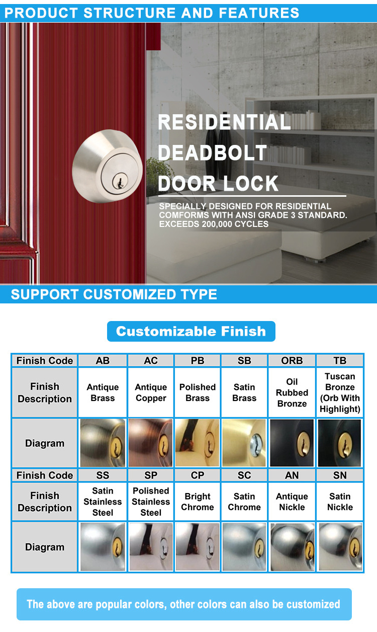 Top Quality Satin Nickel Door Knob House Interior Door Round Combo Locks Keyed Entry Tubular Door Knobset Deadbolt Lock