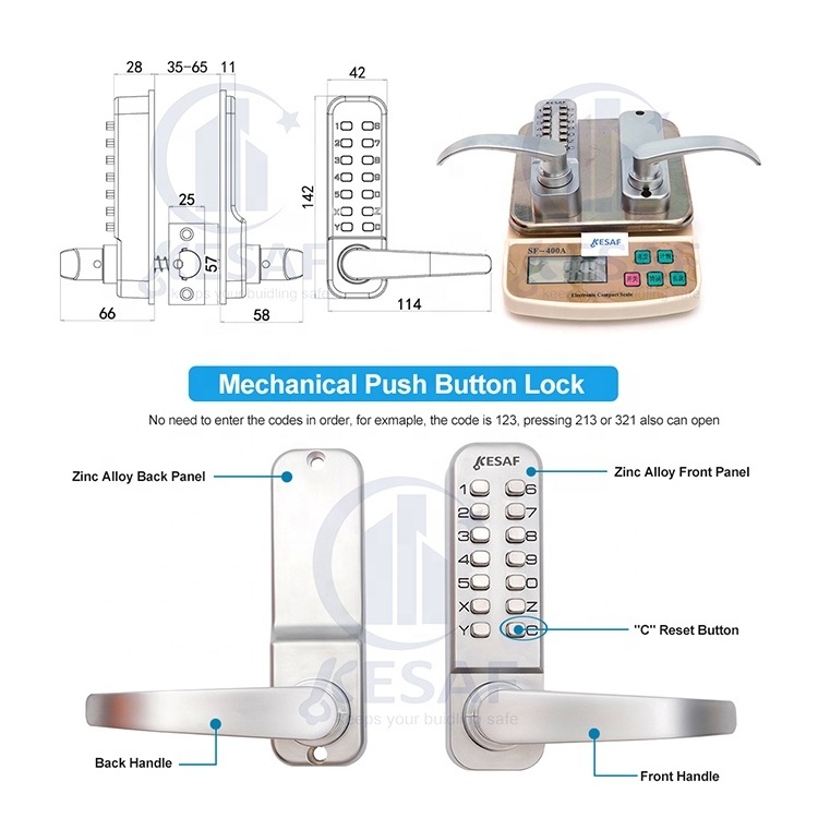 Safe Push Button Gate Door Lock Keypad Combination Lock Keyless Entry Mechanical Code Digital Password Security Door Locks