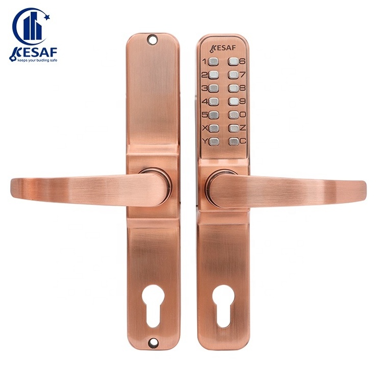 Keyless Entry Double-Sided Password Wrought Iron Gate Door Mechanical Combination Code Push Button Door Lock for Commercial Door