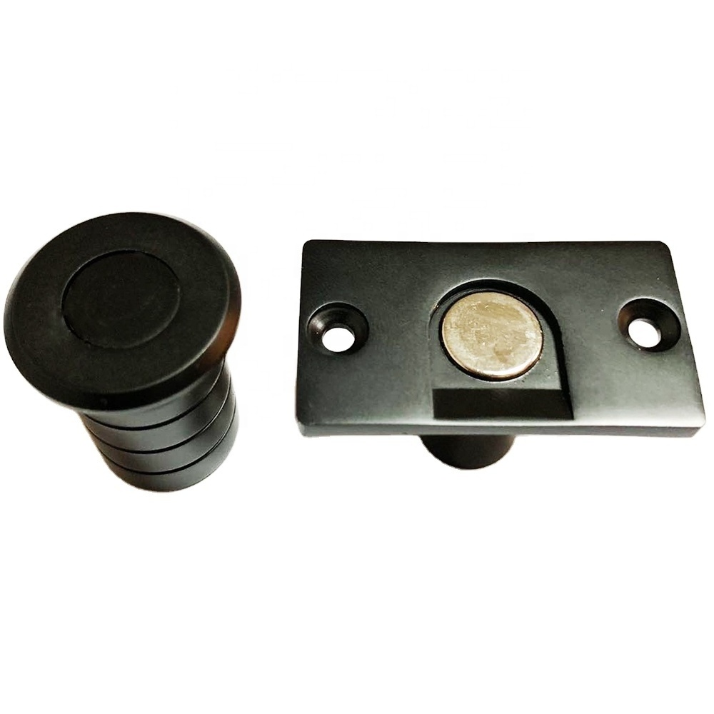 Brass Magnetic Catch Holder Type Concealed  Door  Stopper with Black Finish