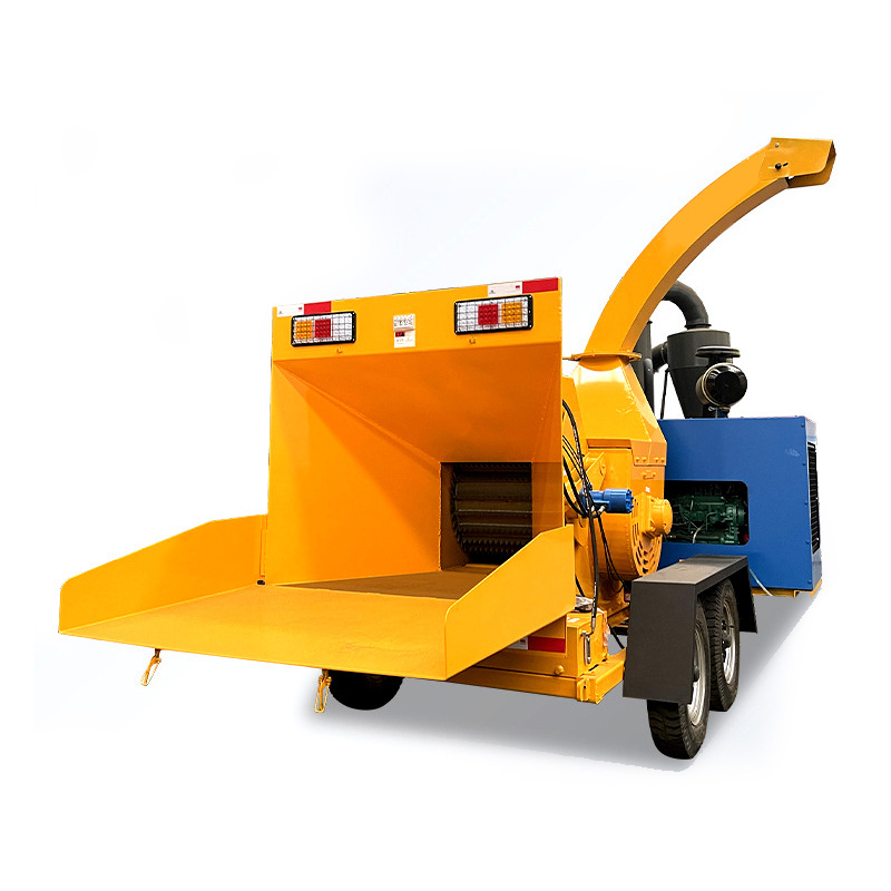 ODM Brand Trailer Mounted Gravity Feeding Petrol Engine Shredders And Mulchers Machine Wood Chipper