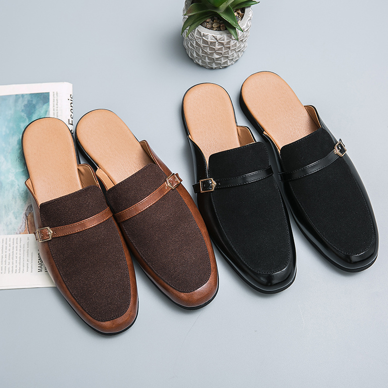 2023 New Arrivals Comfortable Half Shoes for Men Genuine Leather Men's Dress Shoes Loafers Designers Shoes Sandals