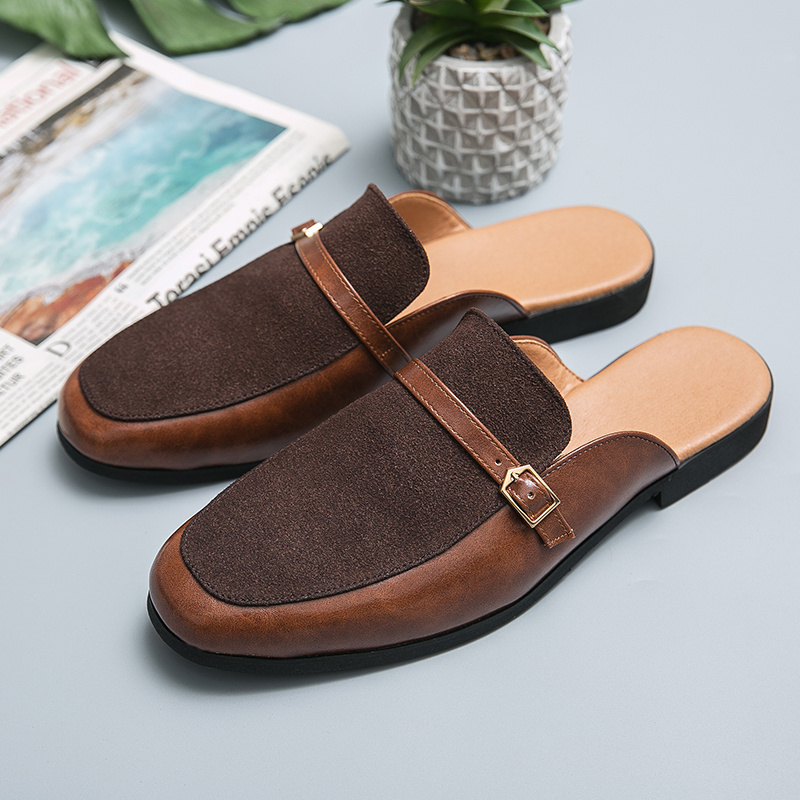 2023 New Arrivals Comfortable Half Shoes for Men Genuine Leather Men's Dress Shoes Loafers Designers Shoes Sandals