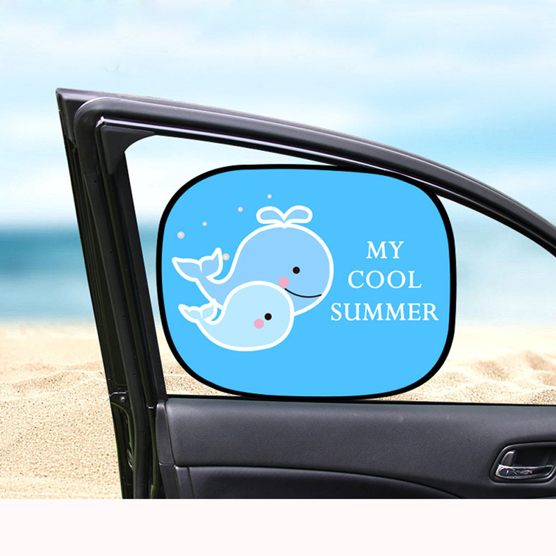 2024 Hot Sale Car Sunshade With 80GSM Nylon For Baby Car Side Window Shade 2PCS Pack Side Automotive Sunshade With Cute Cartoon