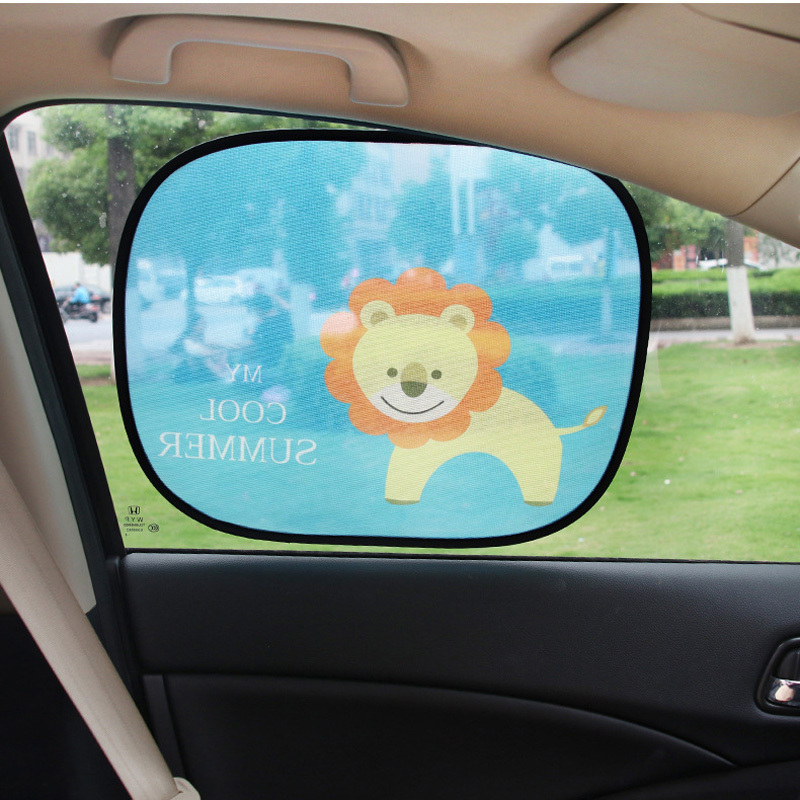 2024 Hot Sale Car Sunshade With 80GSM Nylon For Baby Car Side Window Shade 2PCS Pack Side Automotive Sunshade With Cute Cartoon