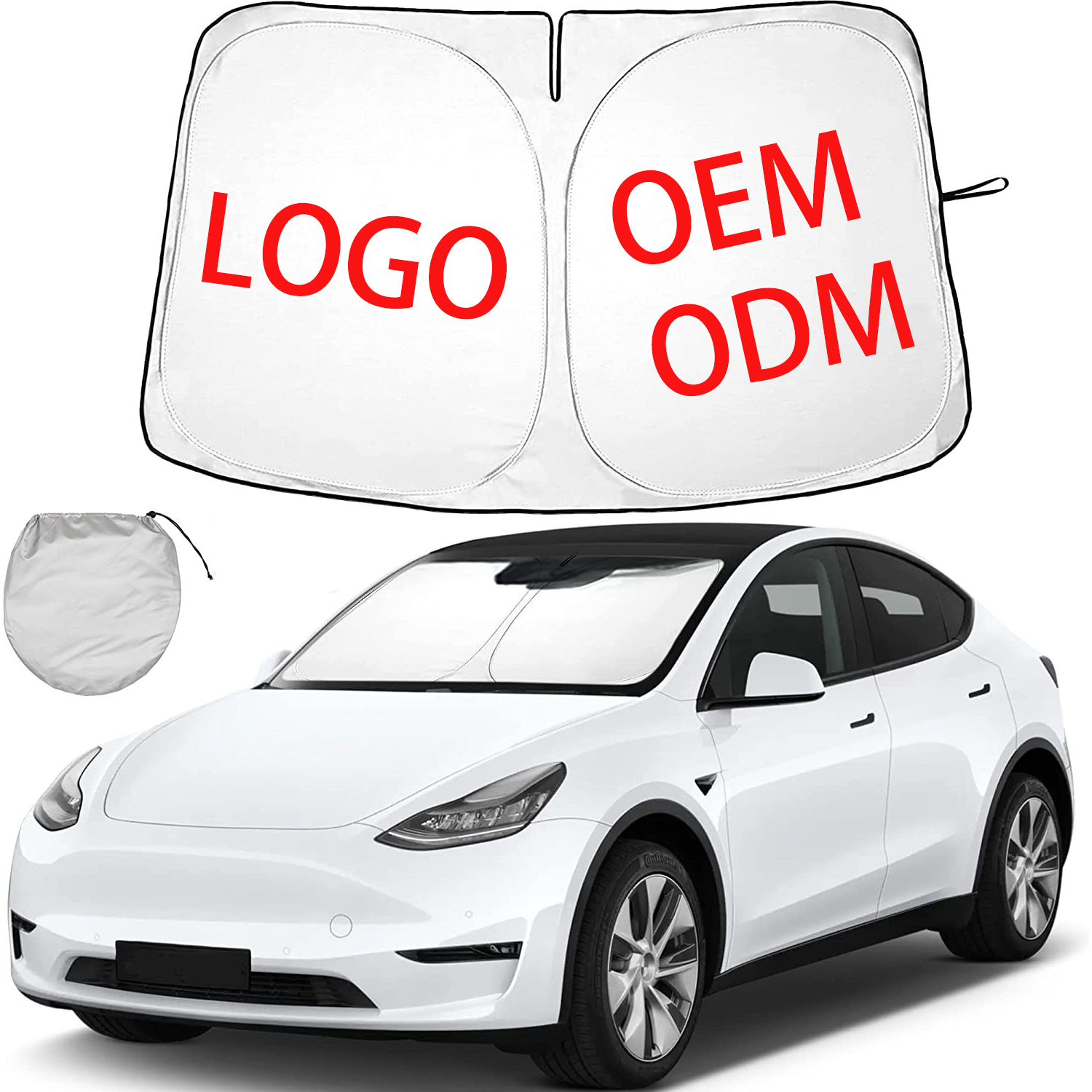 KCTION New Energy Vehicle Front Windshield Sunshade Silver Window Car Umbrella With Customized Logo for Tesla Model 3/Y