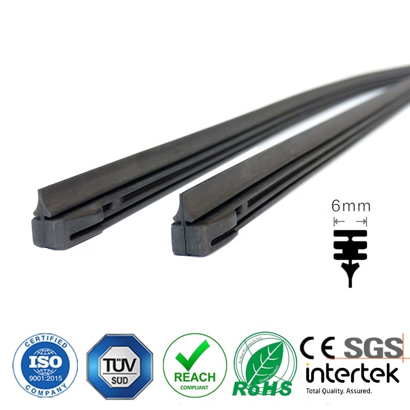 Kction Factory High Quality  6 mm Windscreen Natural Wiper Blades Rubber Refill Car Accessories Metal Frame Wiper Blade