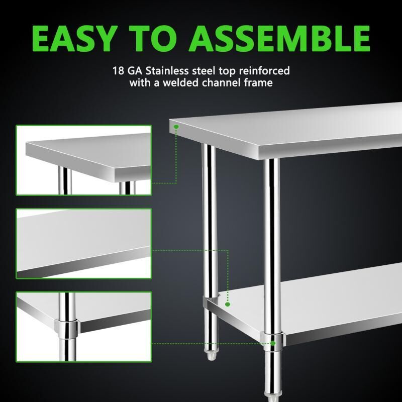 NSF stainless steel work table with wheels/stainless steel kitchen work table with drawers