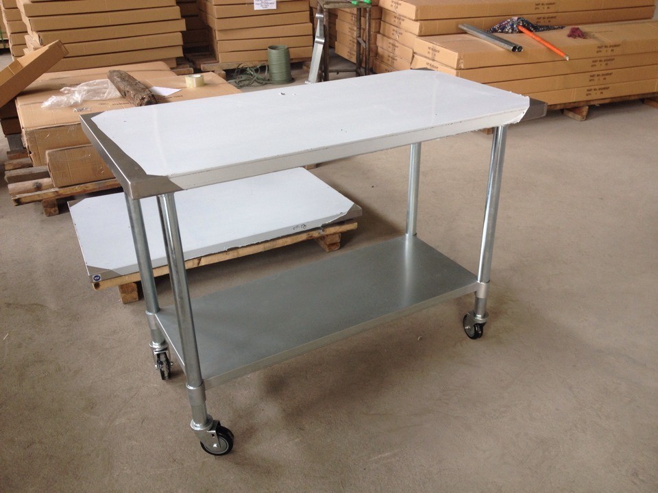 NSF stainless steel work table with wheels/stainless steel kitchen work table with drawers