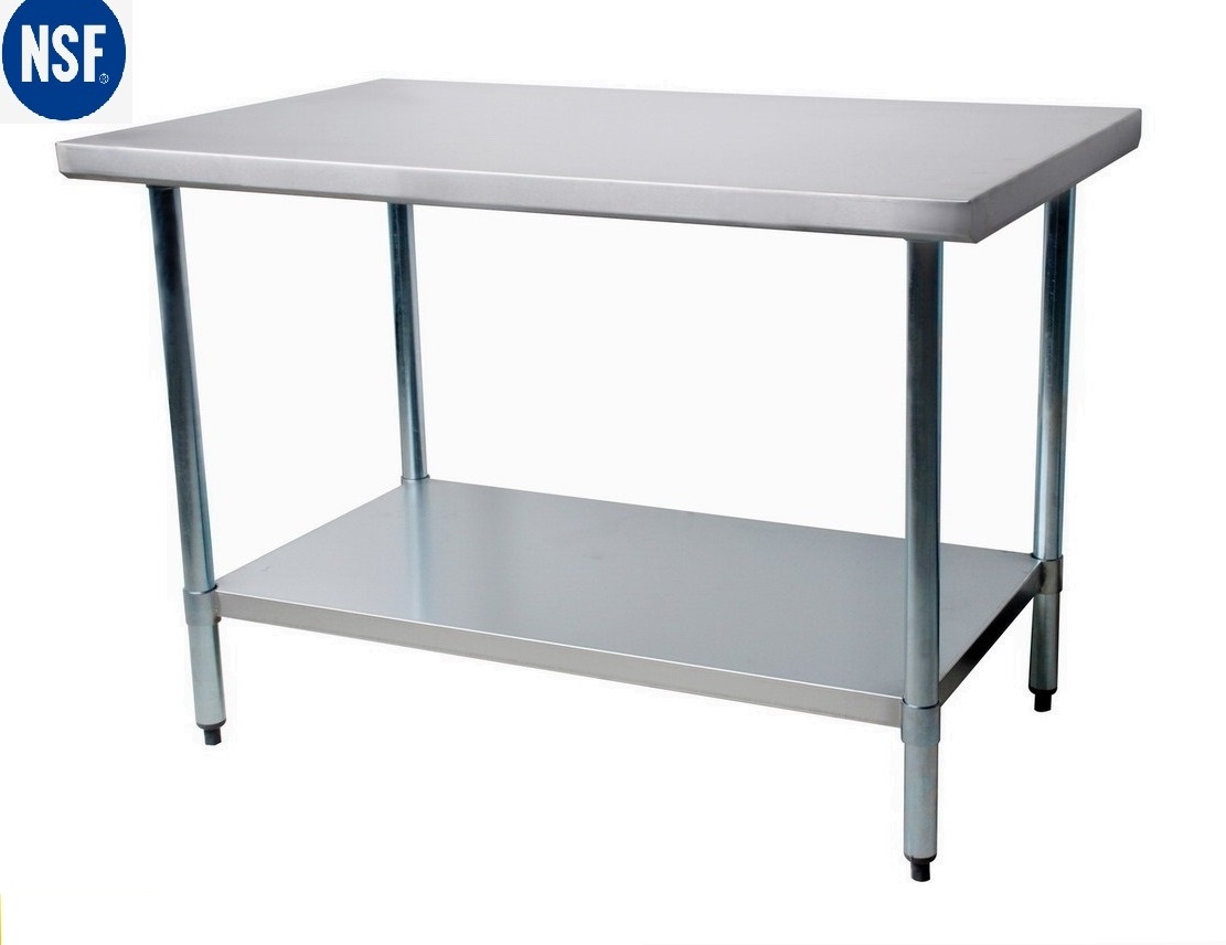 NSF stainless steel work table with wheels/stainless steel kitchen work table with drawers