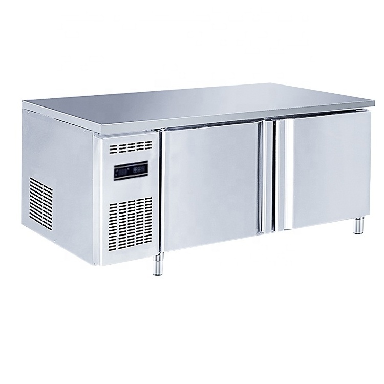 Tabletop operation fridge 2-3 open doors kitchen fridge food grade stainless steel table top operation panel