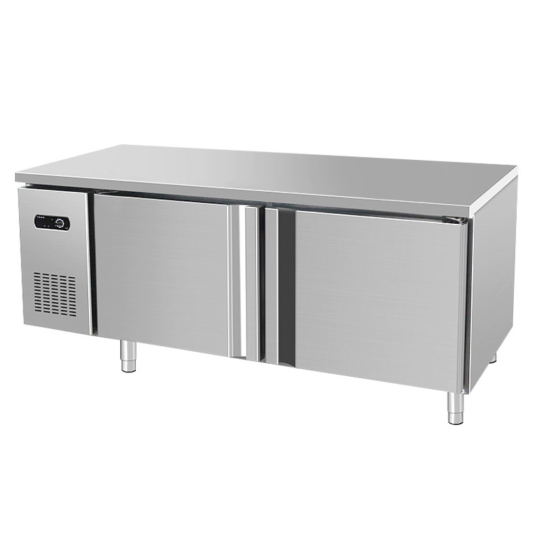 Tabletop operation fridge 2-3 open doors kitchen fridge food grade stainless steel table top operation panel