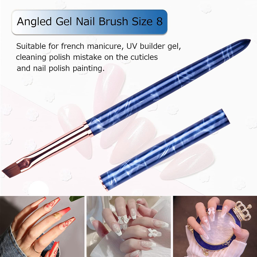 Oval & Flat & Angled UV Gel Nail Brush Set, Professional Nail Art Design Brushes for UV Builder Gel Nails Extension