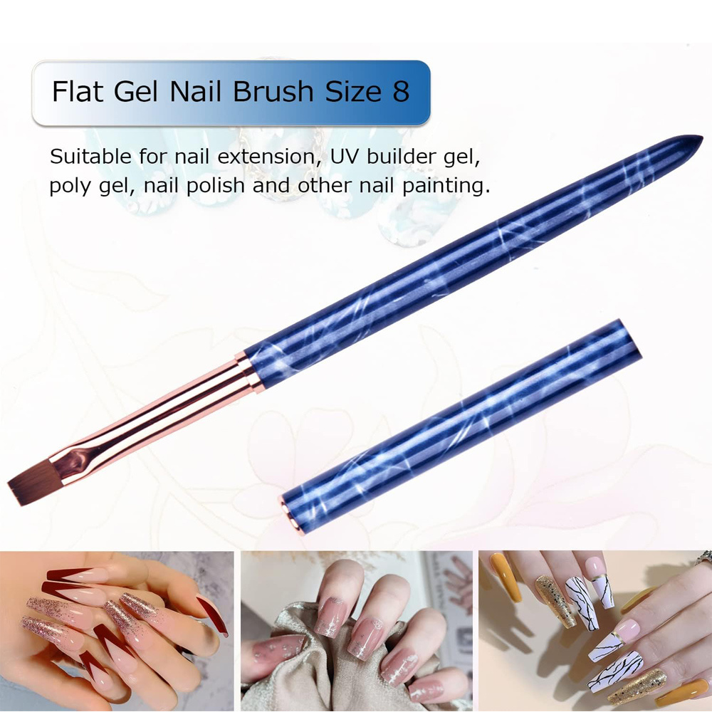 Oval & Flat & Angled UV Gel Nail Brush Set, Professional Nail Art Design Brushes for UV Builder Gel Nails Extension