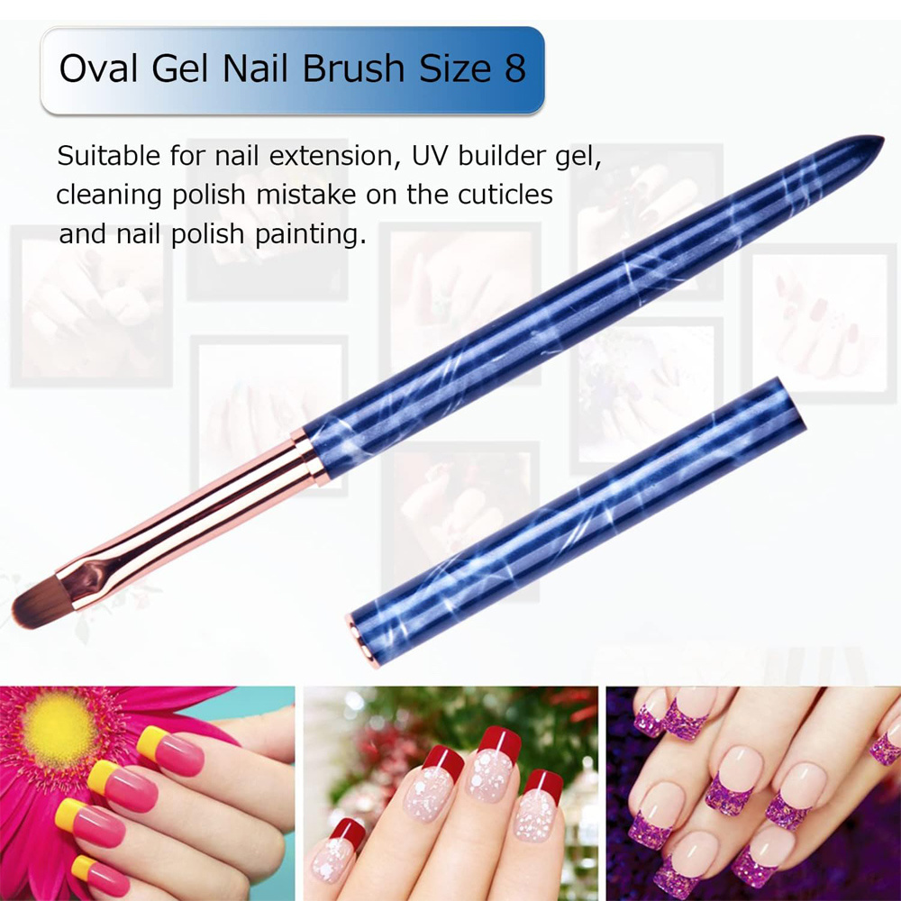 Oval & Flat & Angled UV Gel Nail Brush Set, Professional Nail Art Design Brushes for UV Builder Gel Nails Extension