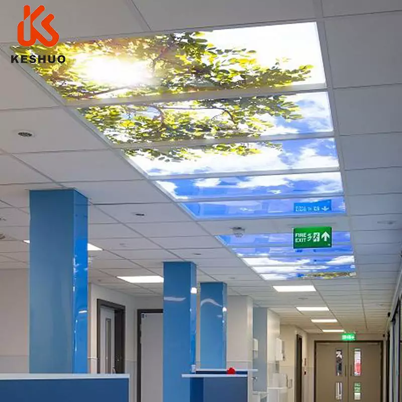 High Quality Panel Light Picture Office Frame Blue Sky Ceiling Wallpaper Artificial Cloud Virtual Skylight Led Lighting