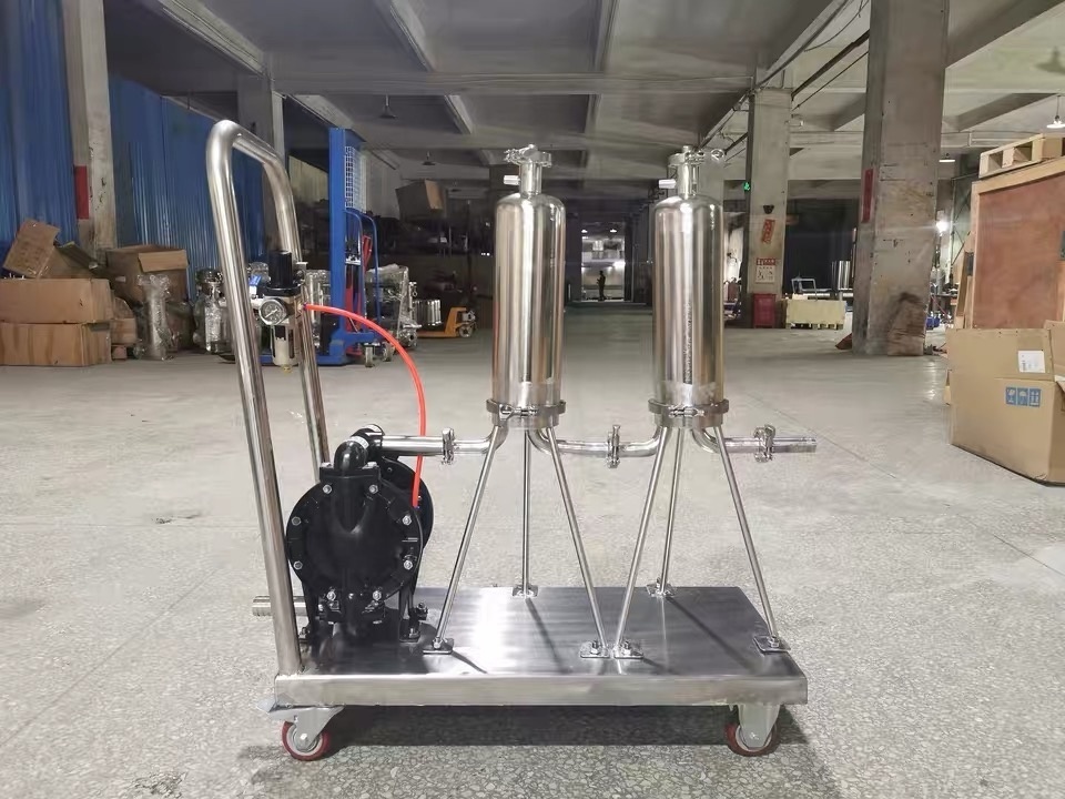 TS Filter Supply [Liquor Filter System] 20 Inch Sanitary Stainless Steel Cartridge Water Filter Housing with Pump Trolley