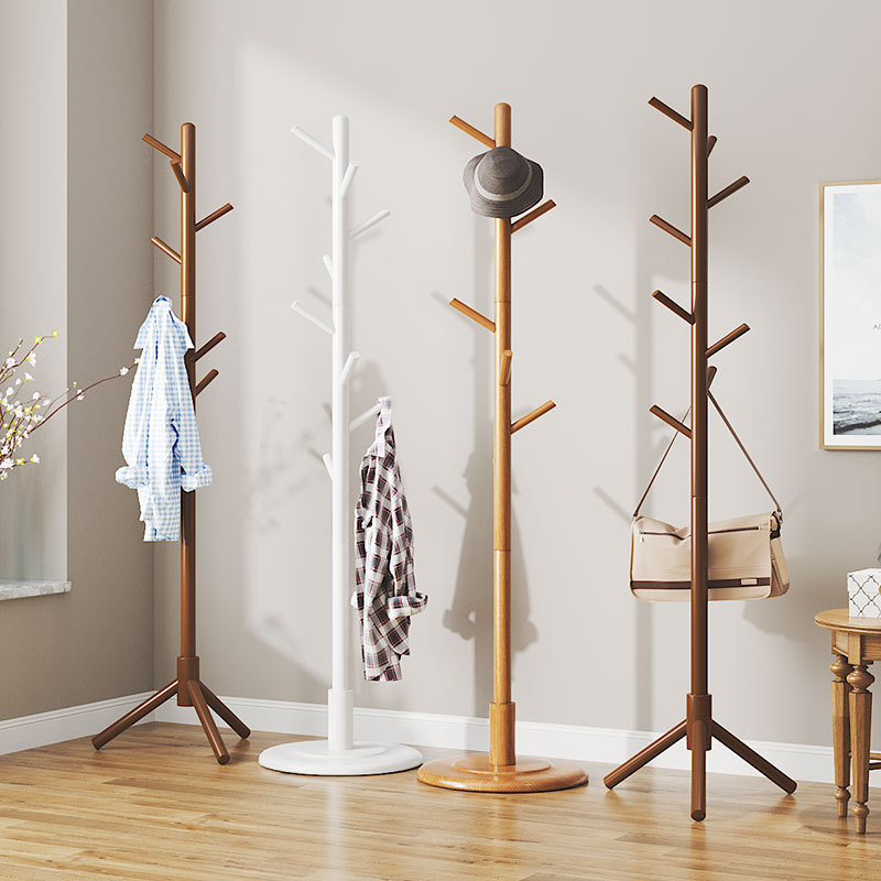 Factory Price Portable Standing Clothes Hanger Home Garment Hat Hanging Rack Stand For Living Room Wooden Coat Racks