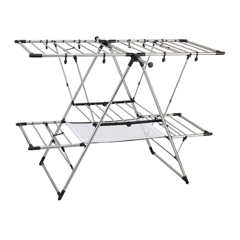 Kesing Foldable 18m Drying Space Stainless Steel Clothes Drying Rack With Peg Bag Sock Clip