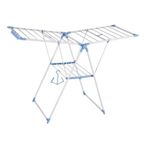 Hot Sale Metal Clothes Rack Free Stand Iron Racks Foldable Indoor Laundry Coat Drying Outdoor Steel Drying Airer with Sock Clip