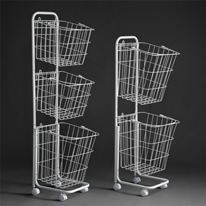 Hot Selling Foldable Laundry Hamper Sorter Basket 3 Section Laundry Bag Collapsible Laundry Hamper Cart with Rolling