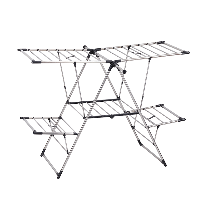 Hot Sales Stainless 2 Tiers  Wing Shape Free Standing Laundry Drying Rack Multifunctional folding Clothes Dryer Clothes Hang