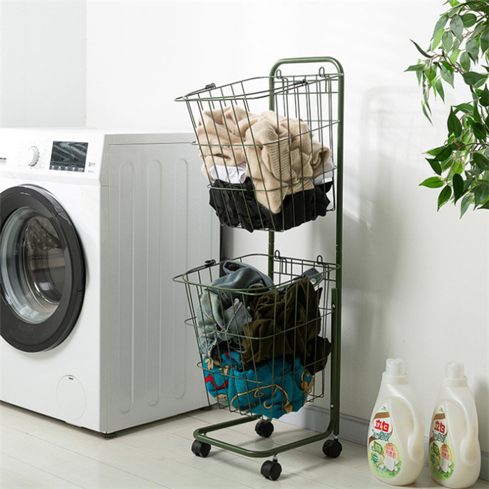 Hot Selling Foldable Laundry Hamper Sorter Basket 3 Section Laundry Bag Collapsible Laundry Hamper Cart with Rolling