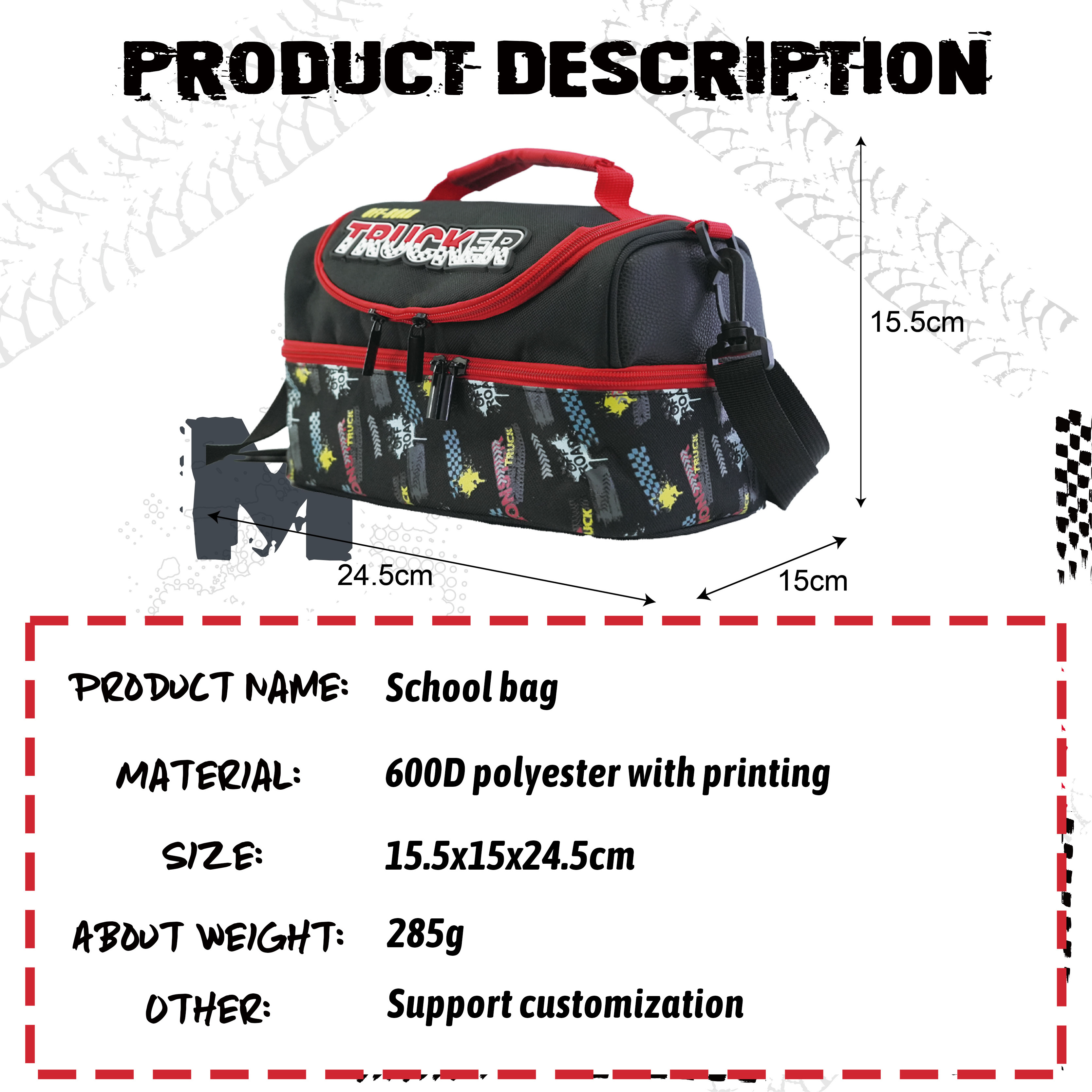 HSI Monster Truck Series Cooler Insulated Bag Lunch Box Case for School Bag Pouch Holder Box