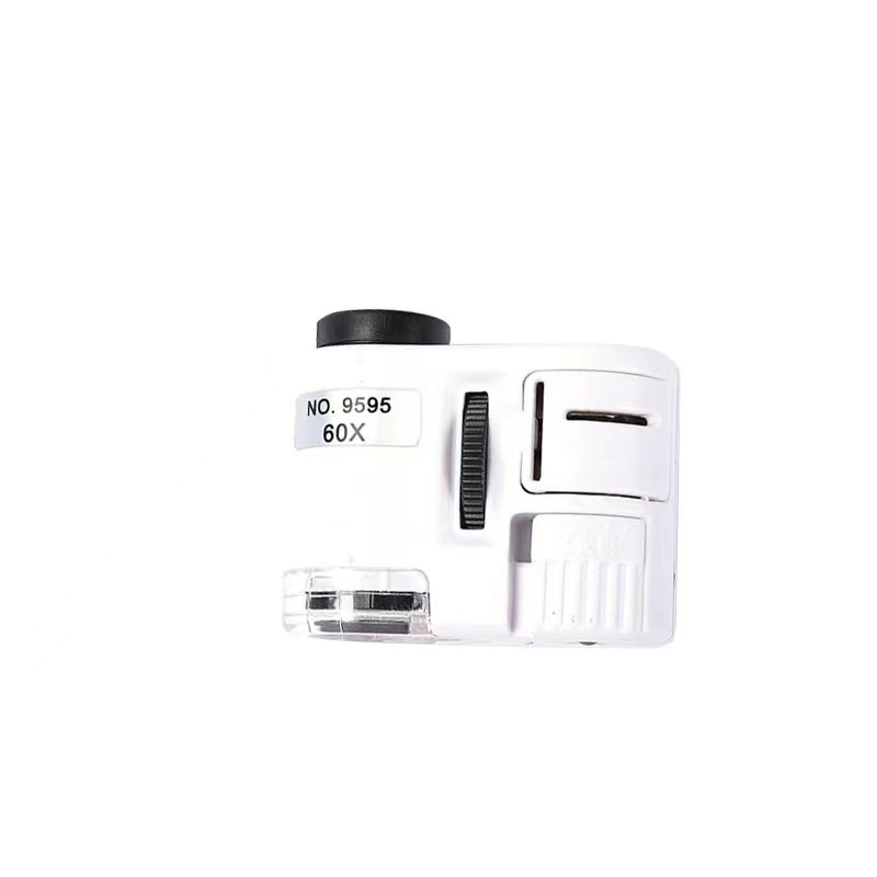 60X Mini Pocket Microscope Handheld Magnifying Glass Focusing Adjusted Loupe With LED Light Currency Detector Jeweler Magnifier