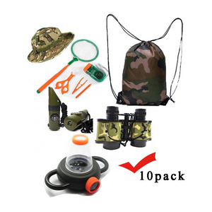 Outdoor Adventure Kit Kids Explorer Binoculars Flashlight Whistle Magnifying Glass Bug Catcher Kit