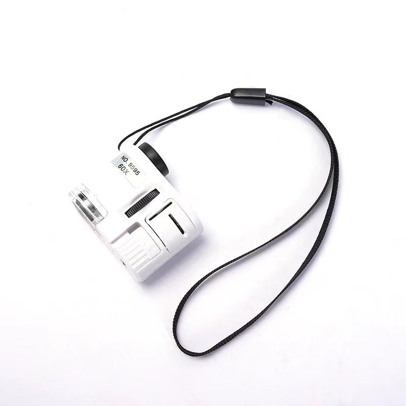 60X Mini Pocket Microscope Handheld Magnifying Glass Focusing Adjusted Loupe With LED Light Currency Detector Jeweler Magnifier