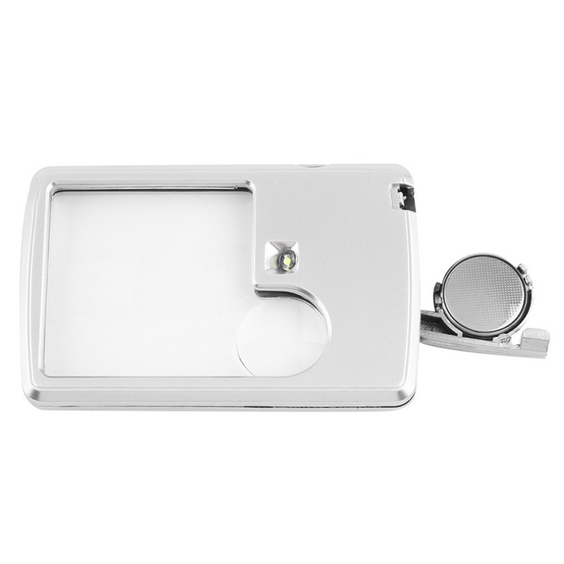 Mini Ultra-thin Credit Card Type Magnifier  Lens Portable Square Magnifier with LED Light Leather Case for Reading