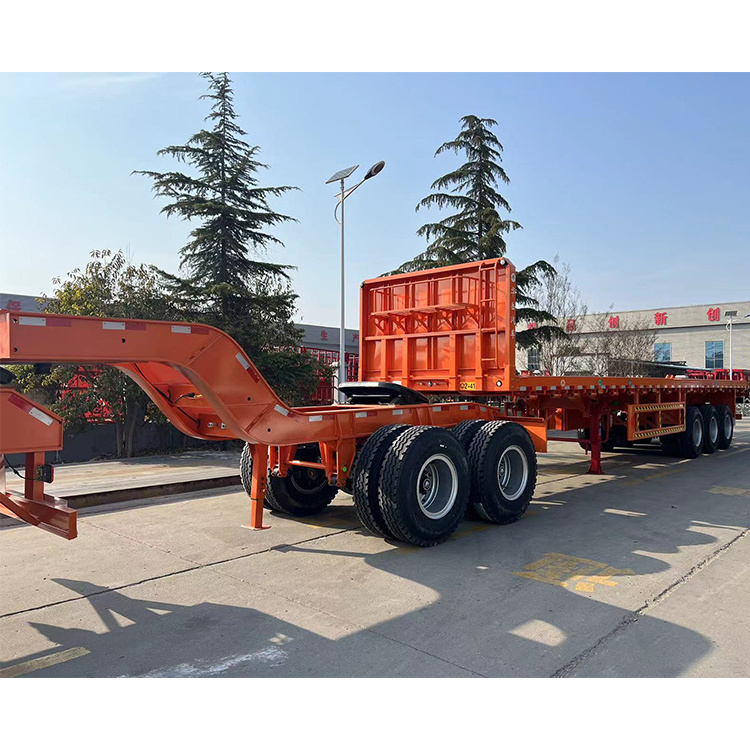 3-5 Axle Low Bed Semi Trailer 40Ft Transport Heavy Duty Equipment Extendable Lowboy Towing Trailer