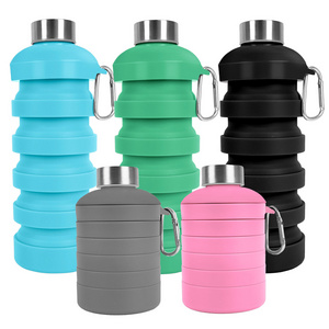 Hot Selling Eco Friendly Bpafree Silicone Foldable Sports Folding Leakproof Collapsible Water Bottle Hiking