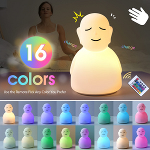 Usb Rechargeable Cordless Buddha Lamp 16 Colors Tap Silicone Cute Night Light For Kids Room